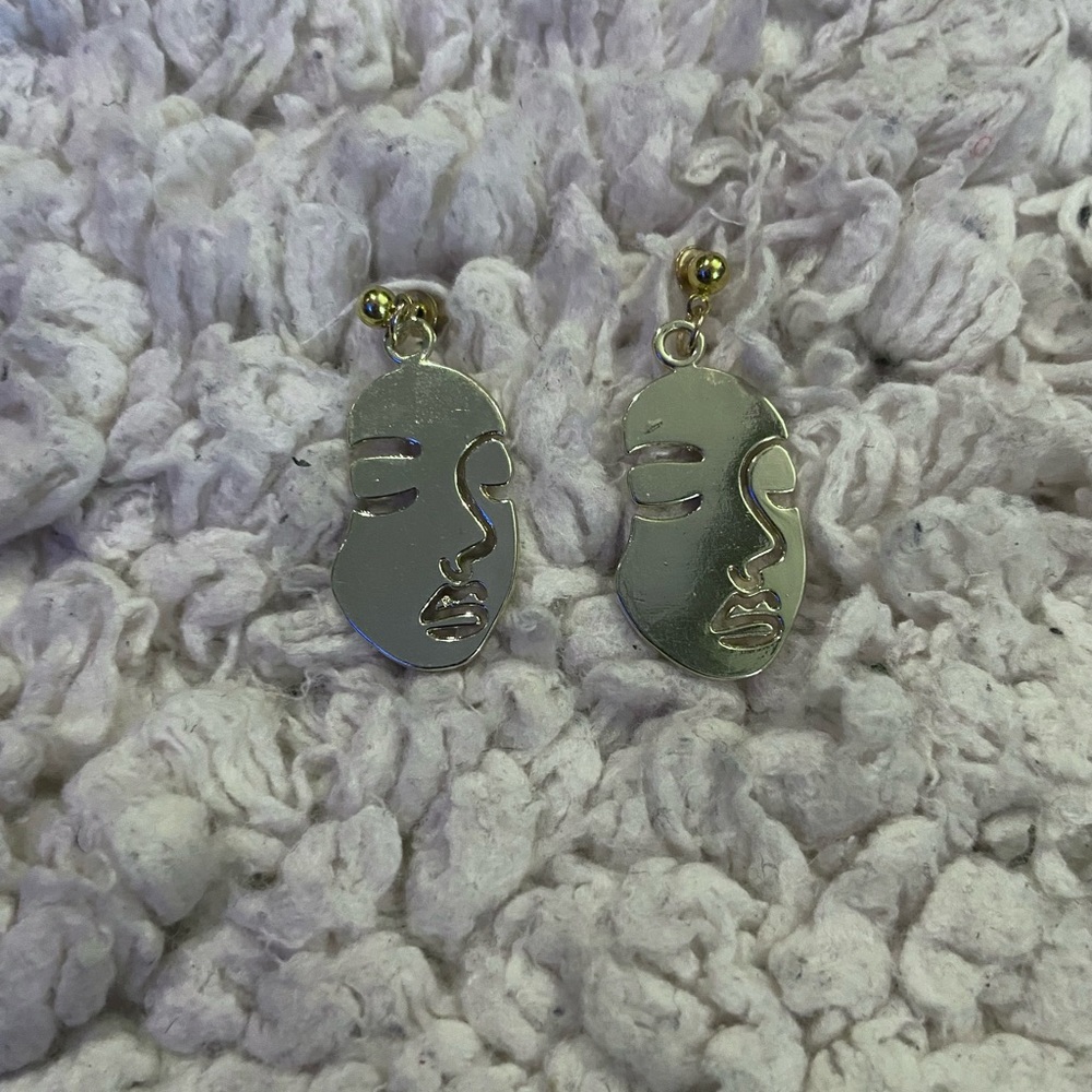 Gold Plated Face Earrings